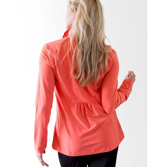 Alex + Abby Women's Pursuit Full-Zip Jacket Silky Soft Ruched Size XL Coral NWT - Picture 3 of 7